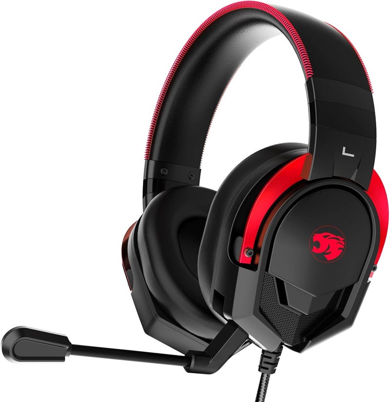 IMYB A88 Gaming Headset with Microphone for Pc, Xbox One Series X/s, Ps4, Ps5, Switch, Stereo Wired Noise Cancelling Over-Ear Headphones with Mic, for Computer, Laptop, Mac, Nintendo (Black Red) - Image 1
